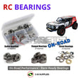 Representative image of an RCScrewZ metal-shielded bearing kit for MJX Hyper Go H8P Ford Bronco R Baja 1000 1/8 4WD Electric Crawler; exact bearing sizes and quantities vary by RC model.