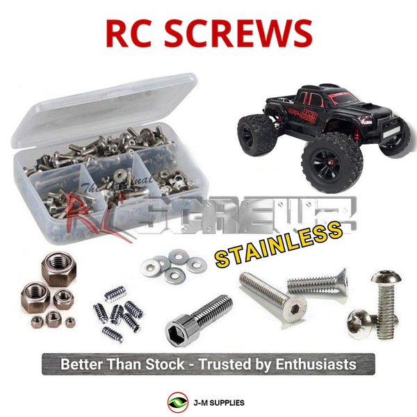 Representative image of an RCScrewZ stainless steel screw kit for MJX Hyper Go 1/10 4WD Electric Monster Truck (10208 V2); exact kit contents vary by RC model.