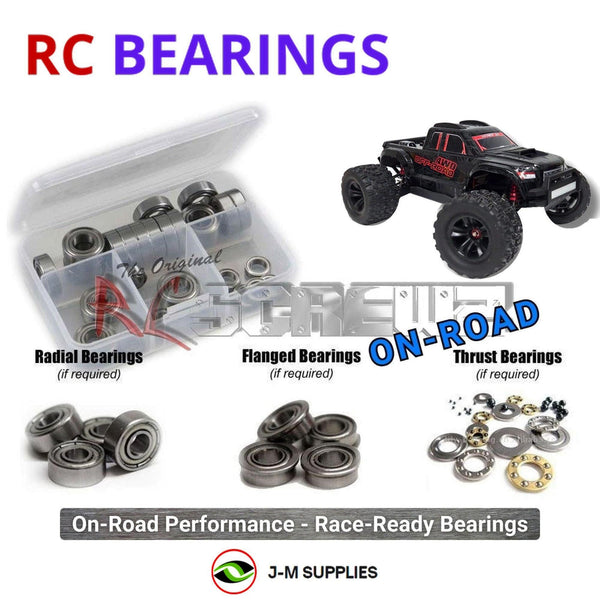 Representative image of an RCScrewZ metal-shielded bearing kit for MJX Hyper Go 1/10 4WD Electric Monster Truck (10208 V2); exact bearing sizes and quantities vary by RC model.