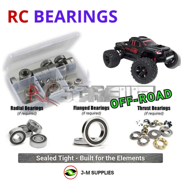 Representative image of an RCScrewZ rubber-sealed bearing kit for MJX Hyper Go 1/10 4WD Electric Monster Truck (10208 V2); exact bearing sizes and quantities vary by RC model.