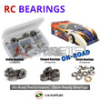 Representative image of an RCScrewZ metal-shielded bearing kit for Ofna Late Model Dirt Oval 1/8th; exact bearing sizes and quantities vary by RC model.