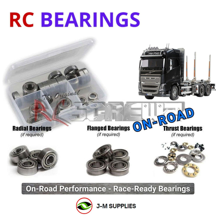 Representative image of an RCScrewZ metal-shielded bearing kit for Tamiya Volvo FH16 750 1/14 Electric 6x4 Timber Truck (56360); exact bearing sizes and quantities vary by RC model.
