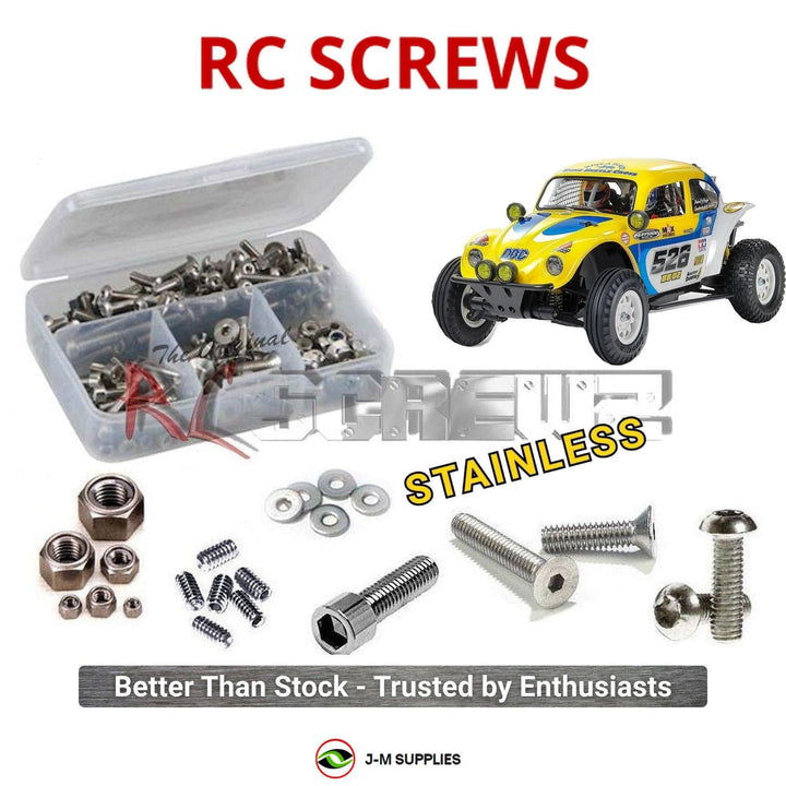 Representative image of an RCScrewZ stainless steel screw kit for Tamiya Dune Beetle Cross BB-02 1/9 Electric 2WD (58757); exact kit contents vary by RC model.