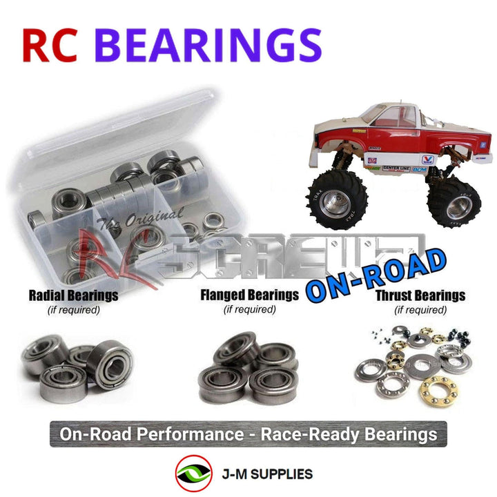 Representative image of an RCScrewZ metal-shielded bearing kit for Traxxas Sledgehammer 1/10 Electric 2WD Monster Truck (1802, 1806); exact bearing sizes and quantities vary by RC model.