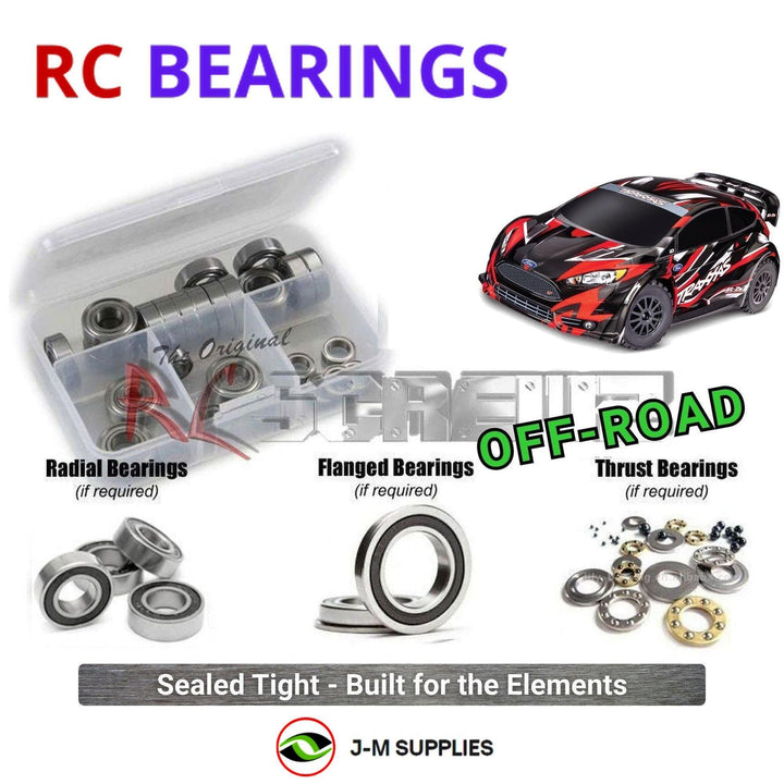 Representative image of an RCScrewZ rubber-sealed bearing kit for Traxxas Ford Fiesta ST Rally BL-2S 1/10 AWD (74154-4); exact bearing sizes and quantities vary by RC model.