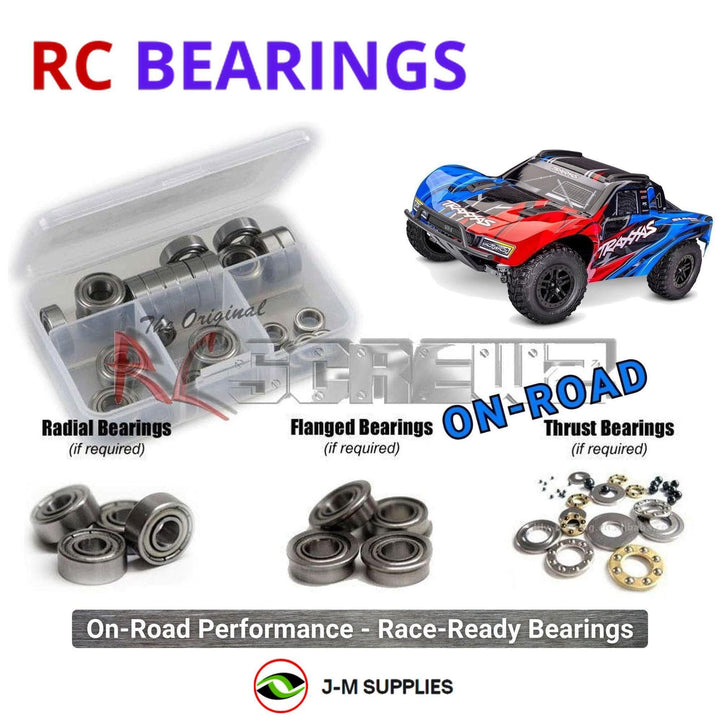 Representative image of an RCScrewZ metal-shielded bearing kit for Traxxas Slash 4X4 Brushless 1/10 4WD SCT (68454-4); exact bearing sizes and quantities vary by RC model.