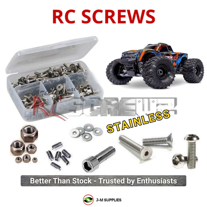 Representative image of an RCScrewZ stainless steel screw kit for Traxxas Stampede 4X4 Brushless 1/10 4WD MT (67454-4); exact kit contents vary by RC model.