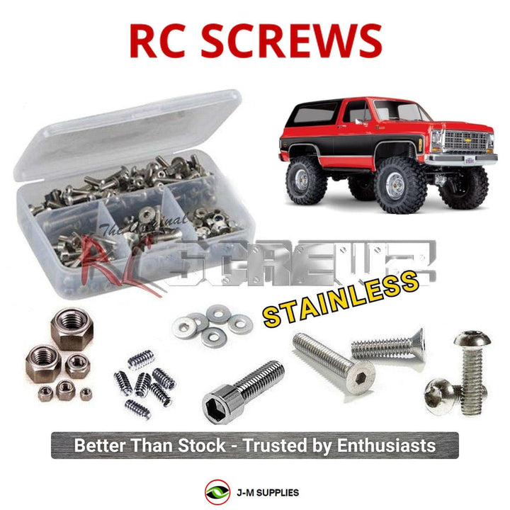 Representative image of an RCScrewZ stainless steel screw kit for Traxxas TRX-4 1979 Chevrolet K5 Blazer 1/10 4WD (82276-4); exact kit contents vary by RC model.
