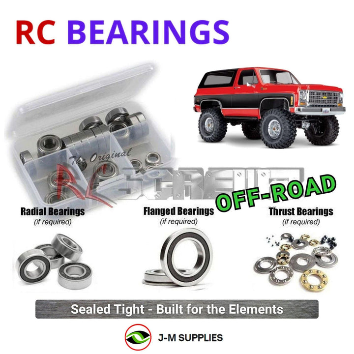 Representative image of an RCScrewZ rubber-sealed bearing kit for Traxxas TRX-4 1979 Chevrolet K5 Blazer 1/10 4WD (82276-4); exact bearing sizes and quantities vary by RC model.