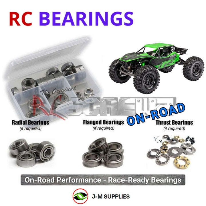Representative image of an RCScrewZ metal-shielded bearing kit for Traxxas TXC-4M Extreme Crawler 1/18 3S Brushless 4WD (120074-1); exact bearing sizes and quantities vary by RC model.