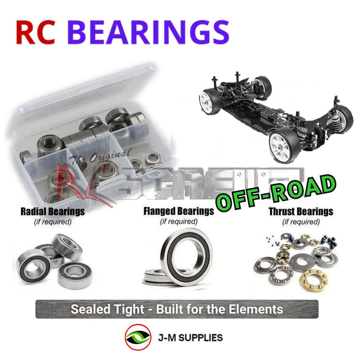 Representative image of an RCScrewZ rubber-sealed bearing kit for Team XRAY T2R 1/10 Electric 4WD Touring Car (300101); exact bearing sizes and quantities vary by RC model.