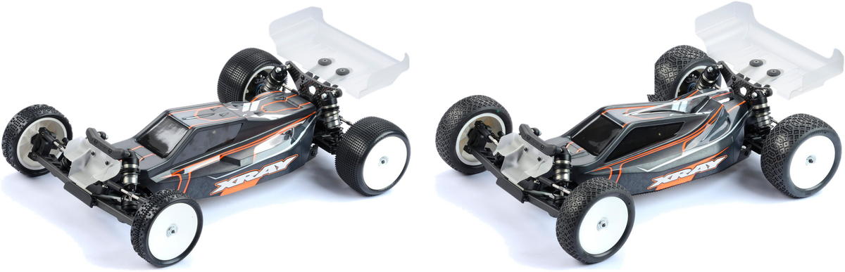 XRAY XB2C26 Carpet320020 left and XB2D26 Dirt320021 right; vehicles not included