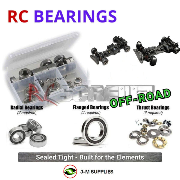 Representative image of an RCScrewZ rubber-sealed bearing kit for Yokomo YD-2R / RX; exact bearing sizes and quantities vary by RC model.