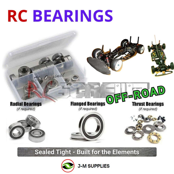 Representative image of an RCScrewZ rubber-sealed bearing kit for Yokomo YR-4M / M2; exact bearing sizes and quantities vary by RC model.