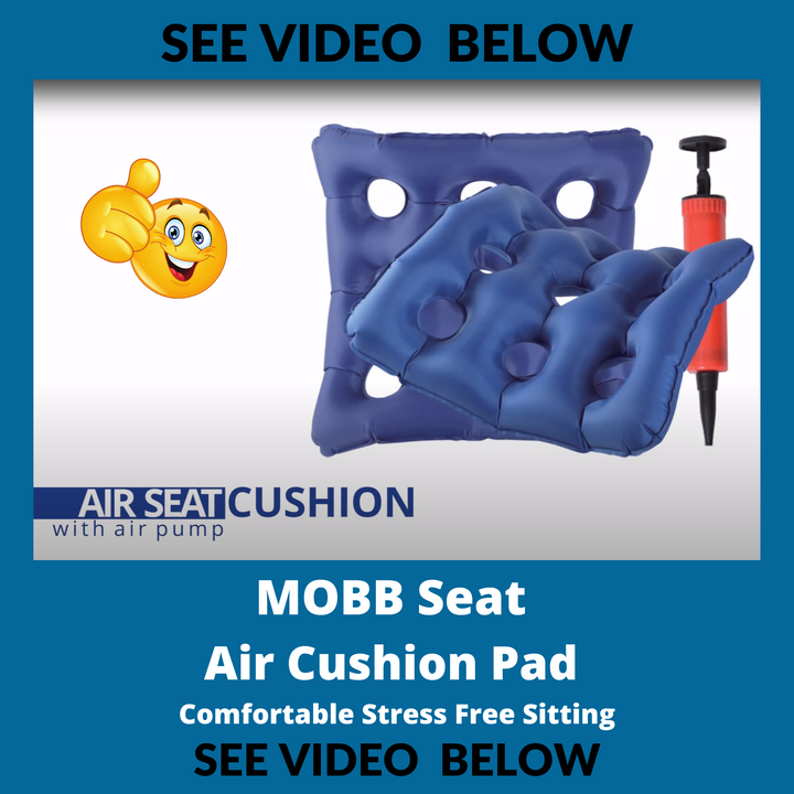 J-M SUPPLIES - MOBB Healthcare Inflatable Seat Air Cushion Pad - Ideal for Office/Wheelchairs/Travel, 300 lbs Blue - MHASC