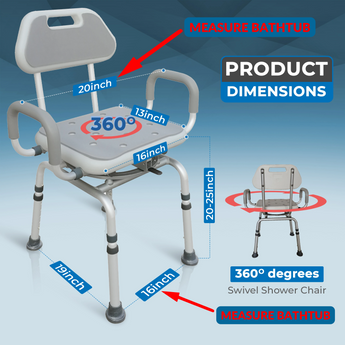 InnoEdge Premium Bathroom 360 SWIVEL Shower Chair Bath Bench-NEW-MINOR-BOX DAMAGE ONLY