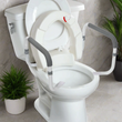 InnoEdge Medical Hinged Raised Toilet Seat for Elongated Toilet - 3.5” Height, Safety Rails, 300 lb
