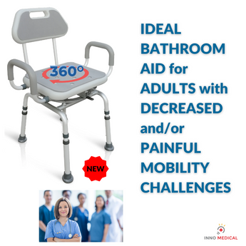 InnoEdge Premium Bathroom 360 SWIVEL Shower Chair Bath Bench-NEW-MINOR-BOX DAMAGE ONLY