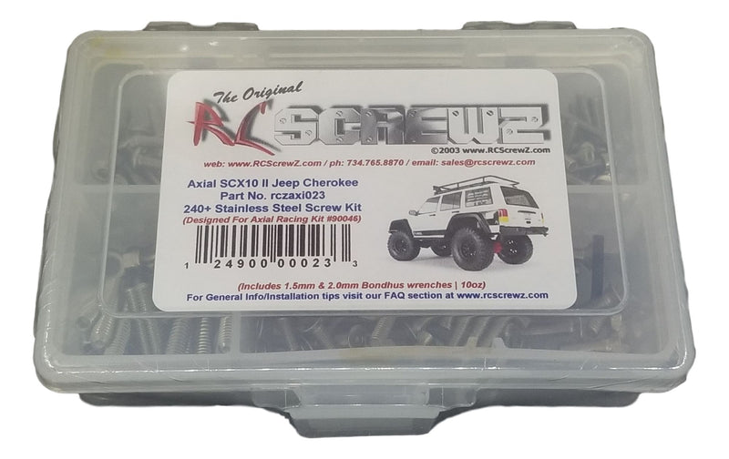 RCScrewZ Stainless Steel Screw Kit axi023 for Axial Racing SCX10 II Jeep Cherokee Kit 1/10 Electric 4WD Rock Crawler (#90046 / AX90046 / AXI90046) | SET