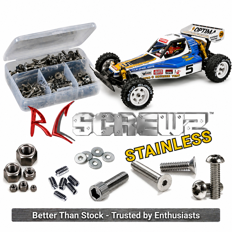 RCScrewZ Stainless Steel Screw Kit kyo006 for Kyosho Optima 1/10 Electric 4WD Off-Road Racing Buggy (3032) | SET