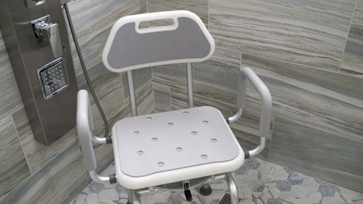 J-M SUPPLIES - InnoEdge Medical Swivel Shower Chair - 360° Rotating, Adjustable, Padded, Aluminum, Mobility 300 lbs - IN-SWVL21
