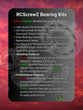 Infographic on RCScrewZ Bearing Kits: Highlights features of both metal and rubber shielded bearing kits, detailing high-quality components suitable for various RC models. Covers standard, flanged, one-way, and thrust bearings included in kits, with extra spares. Explains the shielding and performance benefits of each type, tailored for specific RC model needs - tra110b