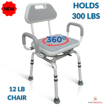 InnoEdge Premium Bathroom 360 SWIVEL Shower Chair Bath Bench-NEW-MINOR-BOX DAMAGE ONLY