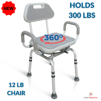 Inno Medical Premium Bathroom 360 SWIVEL Shower Chair Bath Bench Seat - USED