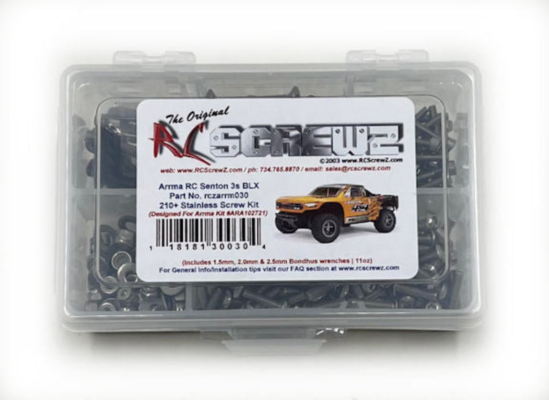 RCScrewZ Stainless Steel Screw Kit ara030 for ARRMA Senton 3S BLX 1/10 Electric 4WD Brushless Short Course Truck (ARA102721, 102721) | SET
