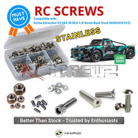 RCScrewZ Stainless Steel Screw Kit ara048 for ARRMA Infraction 3S BLX V3 1/8 Electric 4WD Brushless All-Road Street Bash Truck (ARA4315V3, 4315V3) | SET