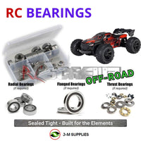 Representative image of an RCScrewZ rubber-sealed bearing kit for ARRMA Mini KRATON 3S BLX 1/16 4WD Speed Truck (ARA2508); exact bearing sizes and quantities vary by RC model.