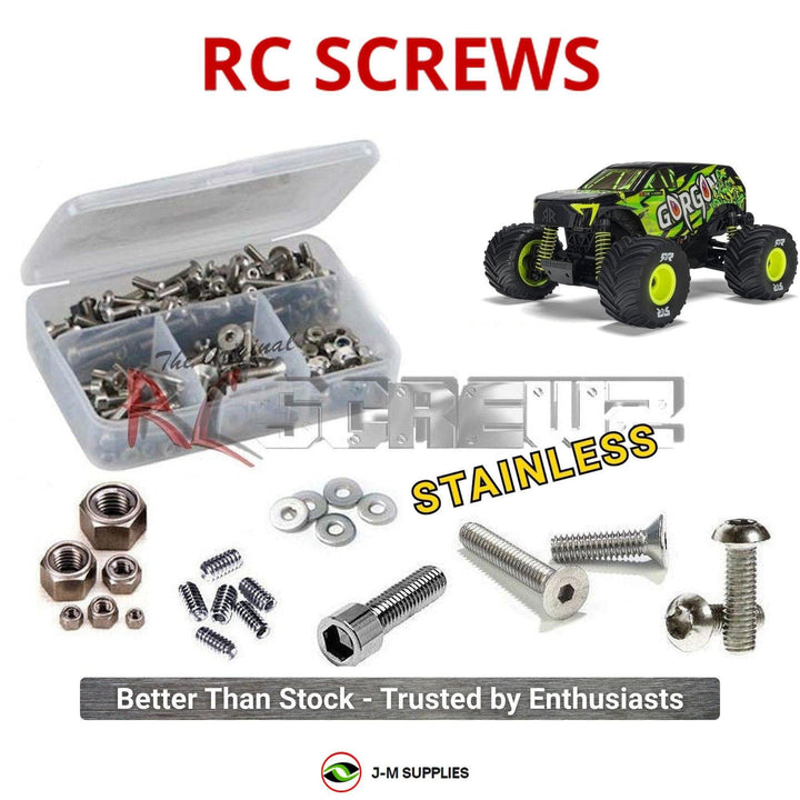 Representative image of an RCScrewZ stainless steel screw kit for ARRMA Gorgon Grom MEGA 380 1/16 4WD Monster Truck (ARA2130); exact kit contents vary by RC model.