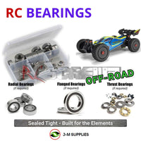 Representative image of an RCScrewZ rubber-sealed bearing kit for ARRMA TYPHON MEGA 665 1/8 4WD Buggy (ARA4206V4); exact bearing sizes and quantities vary by RC model.