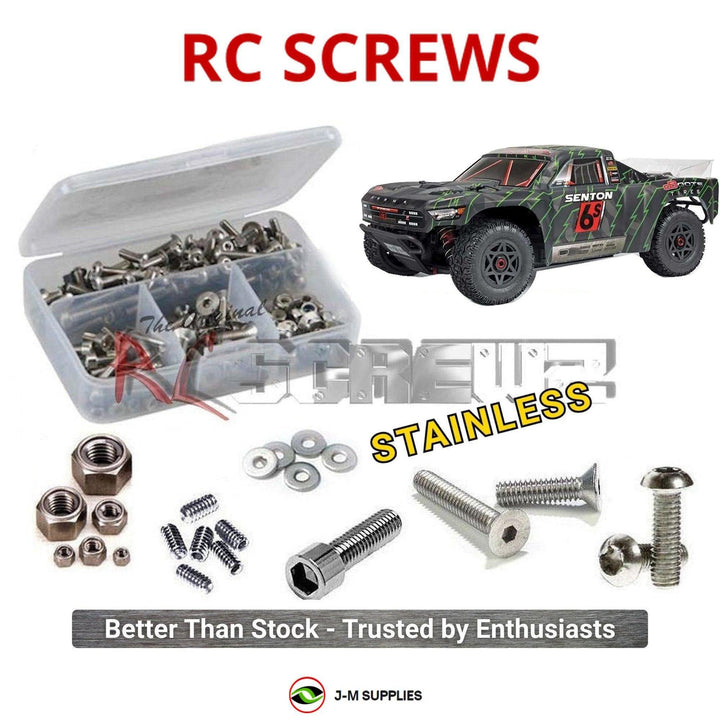 Representative image of an RCScrewZ stainless steel screw kit for ARRMA SENTON 6S BLX 1/10 Electric 4WD SCT (ARAD83LG, AR102673); exact kit contents vary by RC model.