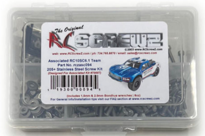 RCScrewZ Stainless Steel Screw Kit ass094 for Team Associated RC10SC6.1 Team Kit 1/10 Electric 2WD Off-Road Short Course Truck (#70007) | SET
