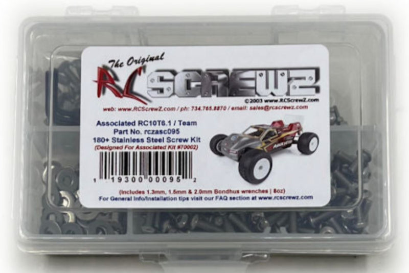 RCScrewZ Stainless Steel Screw Kit ass095 for Team Associated RC10T6.1 Team / RTR 1/10 Electric 2WD Off-Road Stadium Truck (#70002, #ASC70002) | SET