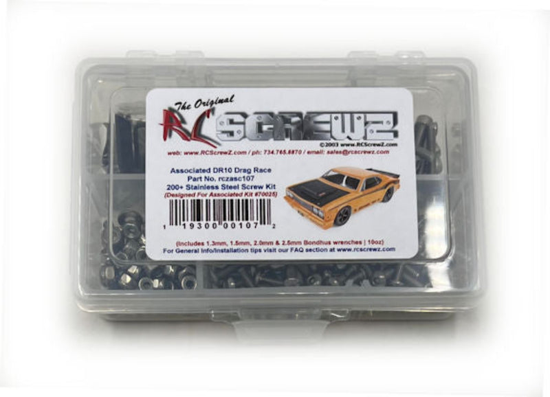 RCScrewZ Stainless Steel Screw Kit asc107 for Team Associated DR10 Drag Race Car 1/10 Electric 2WD On-Road Drag Car (#ASC70025, #ASC70028, #70025, #70028) | SET