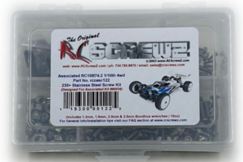 RCScrewZ Stainless Steel Screw Kit asc122 for Team Associated RC10B74.2 Team Kit 1/10 Electric 4WD Off-Road Buggy (#90036) | SET