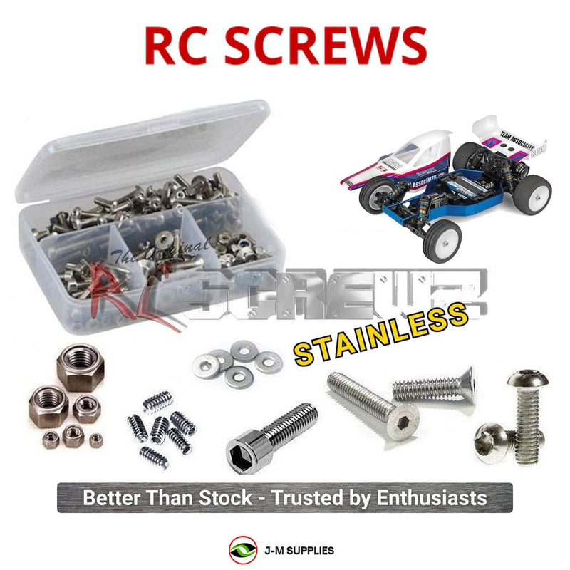 Representative image of an RCScrewZ stainless steel screw kit for Team Associated RC10 FT Blue 1/10 2WD Buggy (6058); exact kit contents vary by RC model.