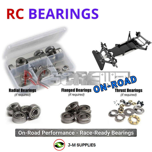 Representative image of an RCScrewZ metal-shielded bearing kit for Awesomatix A12/A12X/A12WC 1/12 Electric On-Road Pan Car; exact bearing sizes and quantities vary by RC model.