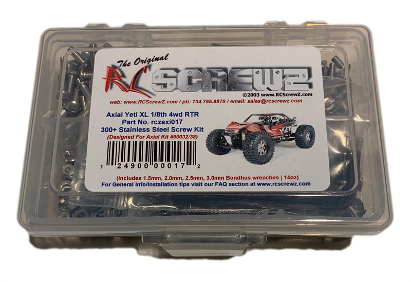 RCScrewZ Stainless Steel Screw Kit axi017 for Axial Racing Yeti XL RTR/Kit 1/8 Electric 4WD Monster Buggy Rock Racer (#90032 / #90038 / AX90032 / AX90038 / AXI90032 / AXI90038) | SET