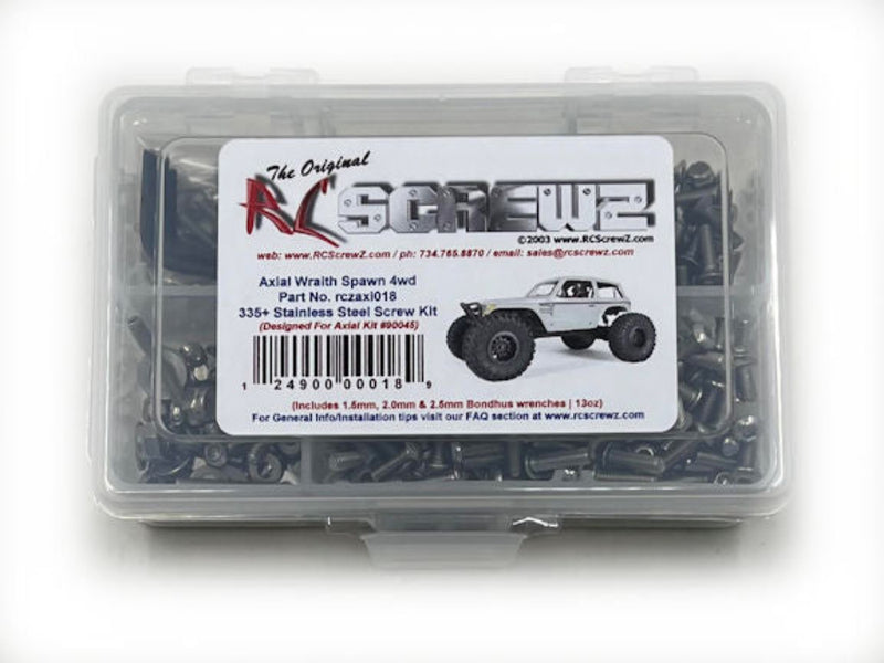 RCScrewZ Stainless Steel Screw Kit axi018 for Axial Racing Wraith Spawn RTR 1/10 Electric 4WD Brushed Rock Racer (#90045 / AX90045 / AXI90045) | SET