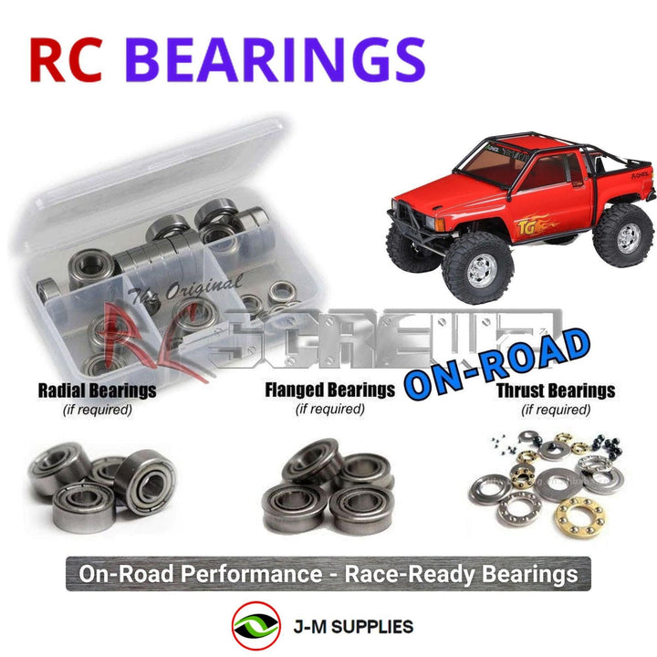 Representative image of an RCScrewZ metal-shielded bearing kit for Axial SCX10 III 1987 Toyota SR5 1/10 4X4 (AXI-2062); exact bearing sizes and quantities vary by RC model.