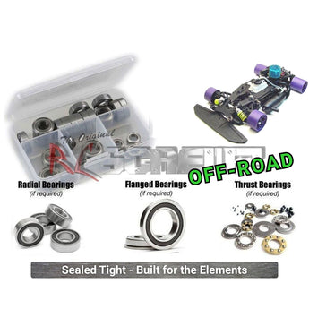 Representative image of an RCScrewZ rubber-sealed bearing kit for CRC Maddog 1/8th Nitro Onroad; exact bearing sizes and quantities vary by RC model.