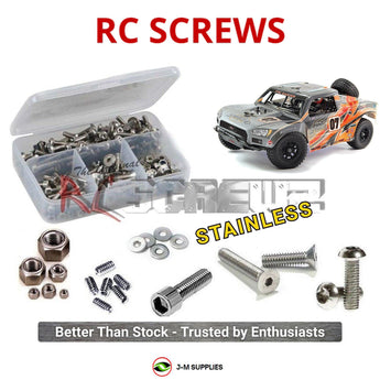 Representative image of an RCScrewZ stainless steel screw kit for FTX Zorro 1/10 Nitro Trophy Truck #55420; exact kit contents vary by RC model.