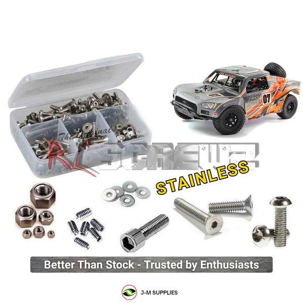 RCScrewZ stainless steel screw kit for FTX Zorro 1/10 Nitro Trophy Truck FTX5542O; representative kit artwork, exact contents vary by model