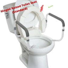 J-M SUPPLIES - InnoEdge Medical Hinged Raised Toilet Seat for Standard Toilets - 3.5” Height, Safety Rails, 300 lb - INHRTSA