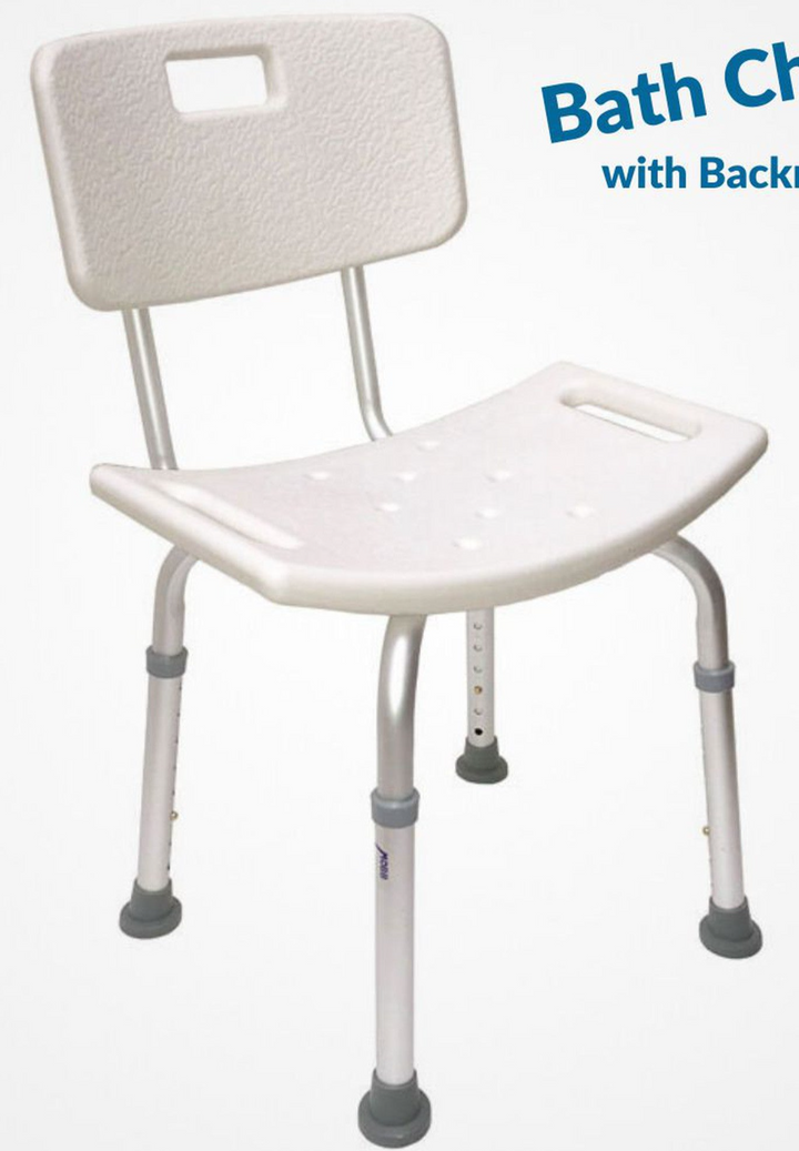 J-M SUPPLIES - MOBB Healthcare Bath Chair with Backrest, Lightweight Aluminum, Adjustable, Mobility, 300 lbs, White - MHBB