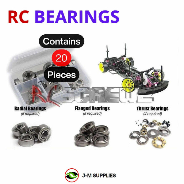J-M SUPPLIES - RCScrewZ Metal Shielded Bearing Kit 3rac001b for 3 Racing Sakura D3 CS 1/10 RC Car | SET - 