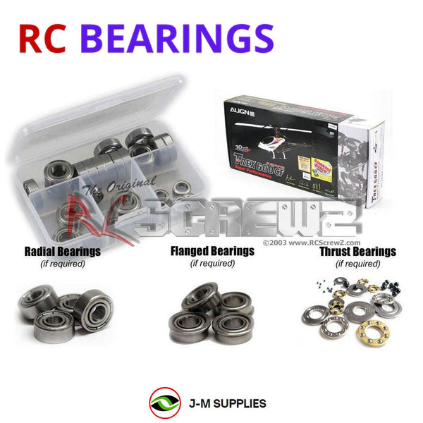 J-M SUPPLIES - RCScrewZ Metal Shielded Bearing Kit alg002b for Align T-REX 600/CF Helicopter RC | SET - 
